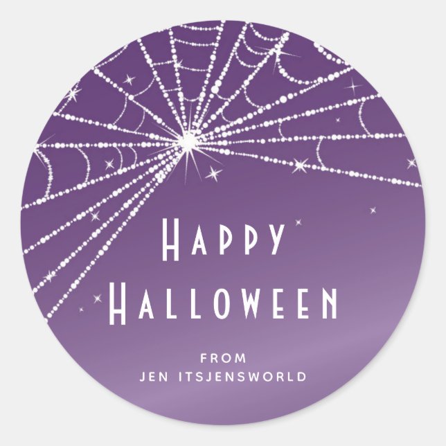 Custom Lila Spider Web Halloween Stickers (Vorderseite)