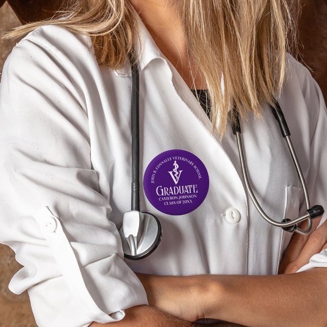 Custom Lila Veterinary School Abschluss Button (Von Creator hochgeladen)