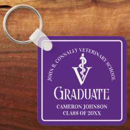 Custom Lila Veterinary School Abschluss Schlüsselanhänger