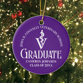 Custom Lila Veterinary School Graduate Christmas Keramik Ornament