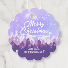 Custom Lila White Snow Friedlich Forest Weihnachte Geschenkanhänger