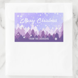 Custom Lila White Snow Friedlich Forest Weihnachte Rechteckiger Aufkleber