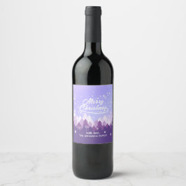 Custom Lila White Snow Friedlich Forest Weihnachte Weinetikett