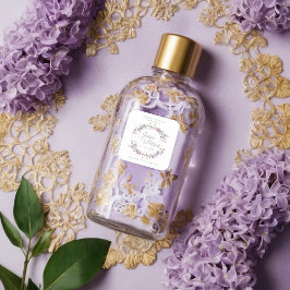 Custom Lilac Floral Wreath Wedding Sanitizer Gel Quadratischer Aufkleber