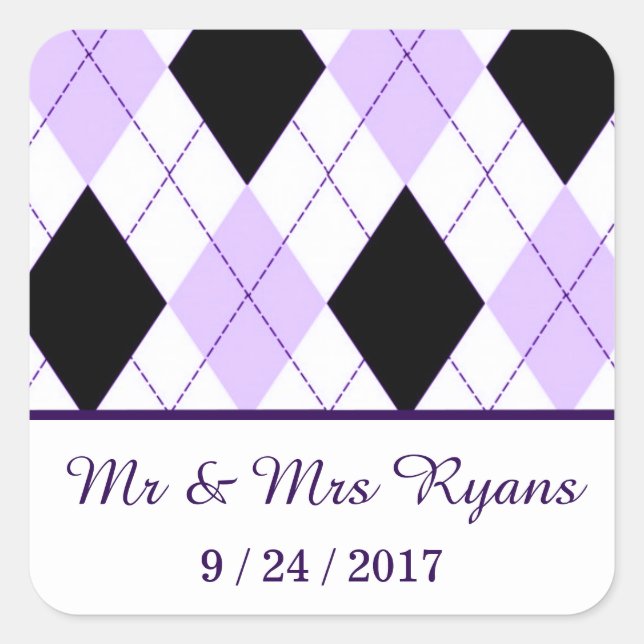 Custom Lilac Raute Wedding Quadratischer Aufkleber (Vorderseite)
