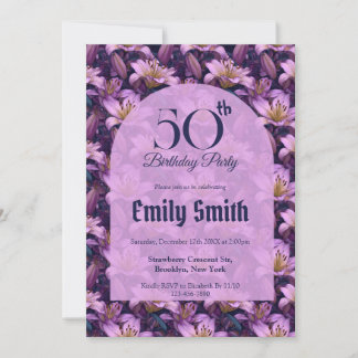 Custom Lilies Charm 50Th Birthday Einladung