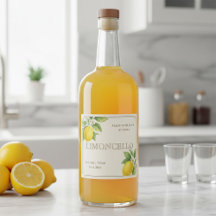 Custom Limoncello Label mit Aquarellfarben Lemons