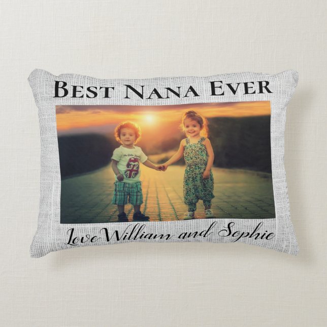 Custom Linen Best Nana Ever Foto Dekokissen (Vorderseite)
