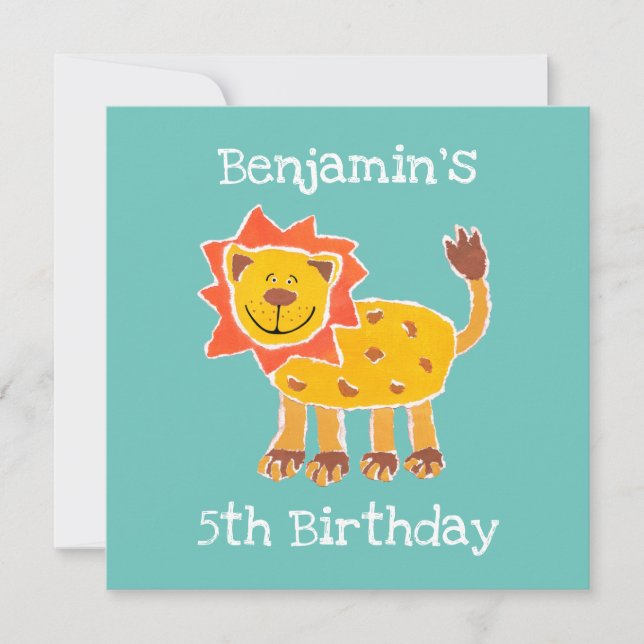 Custom Lion Collage Print Birthday Einladung (Vorderseite)