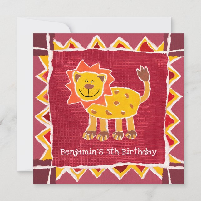 Custom Lion Collage Print Birthday Einladung (Vorderseite)