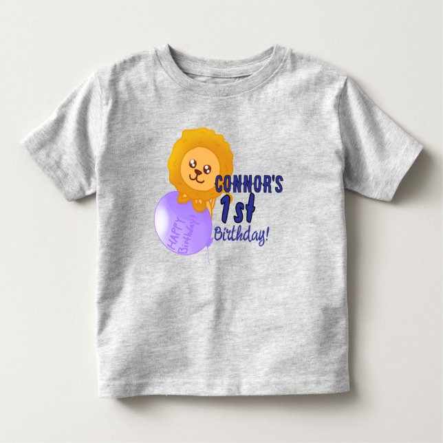 Custom Lion Themed Birthday T-Shirt (Vorderseite)