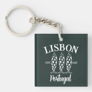 Custom Lissabon Portugal Estertext White Schlüsselanhänger