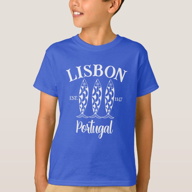 Custom Lissabon Portugal Estertext White T-Shirt (Vorderseite)