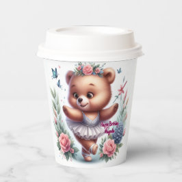 Custom Little Ballerina Bear Birthday Paper Cups Pappbecher
