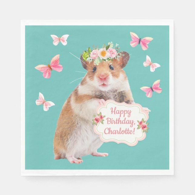 Custom Little Mouse/Hamster Geburtstag Serviette (Vorderseite)