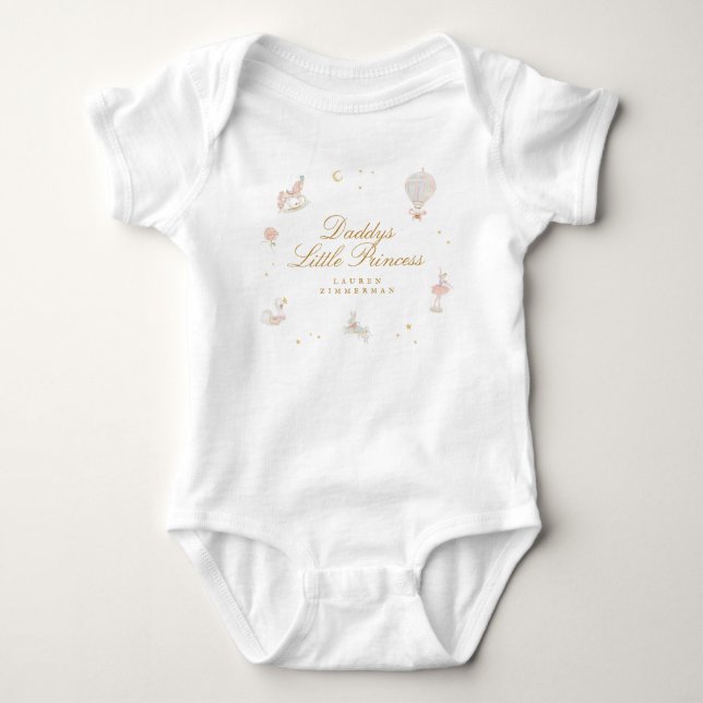 Custom Little Princess Niedlich Pink Girl Fairytal Baby Strampler (Vorderseite)