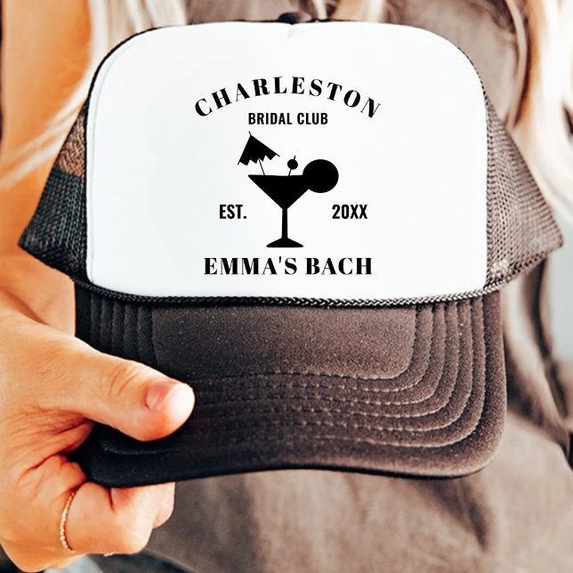 Custom Location Social Club Bachelorette Bridal Truckerkappe (Von Creator hochgeladen)