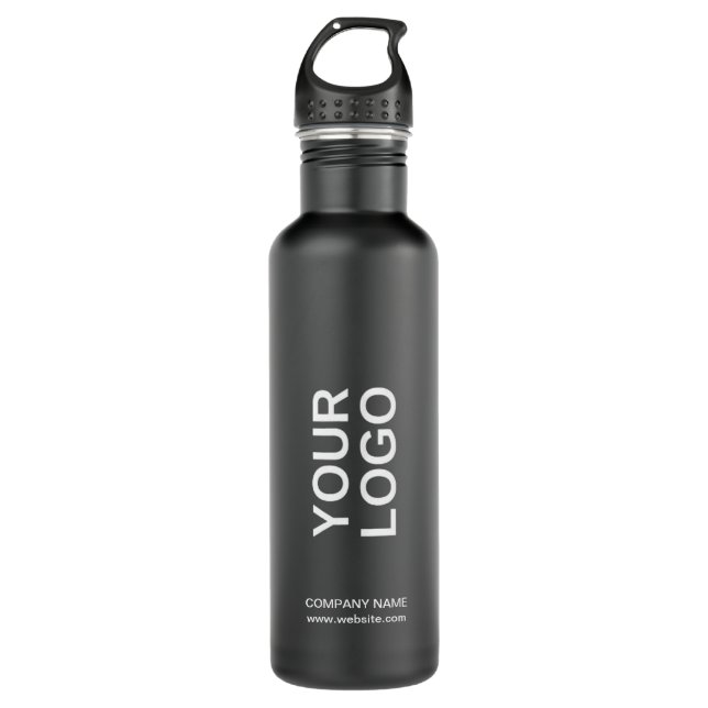 Custom Logo and Text on Black Stainless Steel Wate Edelstahlflasche (Vorderseite)