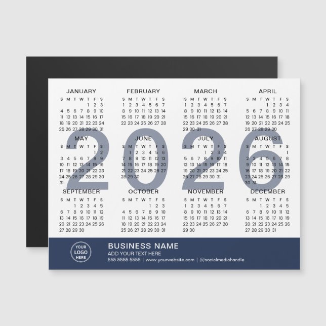 Custom Logo Business 2026 Magnetic Calendar Magnetkarte (Vorne/Hinten)