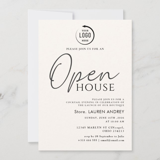 Custom Logo Business Open House Invitation (Devant)