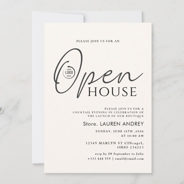 Custom Logo Business Open House Invitation (Devant)