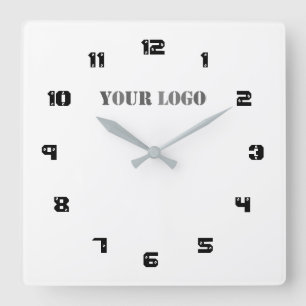 Custom Logo Business Personalized Font Colors Quadratische Wanduhr