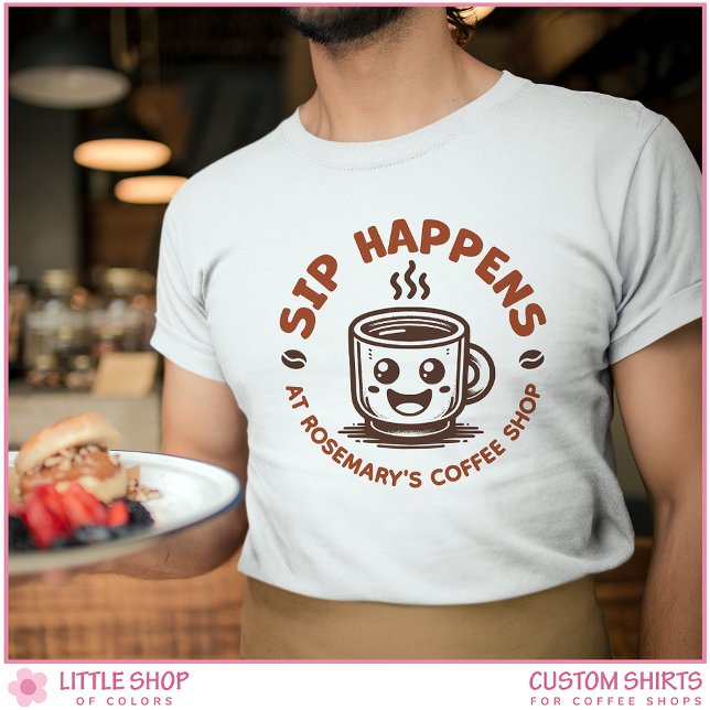 Custom Logo Coffee Shop Barista Professional T-Shirt (Von Creator hochgeladen)
