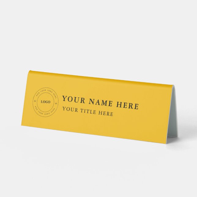 Custom Logo Desk Nameplate Table Tent Sign Tischaufsteller (Vorderseite)