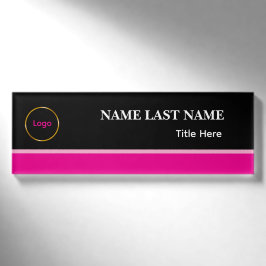 Custom Logo Elegant Dusty Blue White Magnet Namenschild