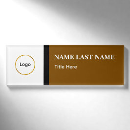 Custom Logo Elegant Dusty Blue White Magnet Namenschild
