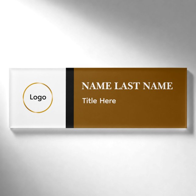 Custom Logo Elegant Dusty Blue White Magnet Namenschild (Vorderseite)