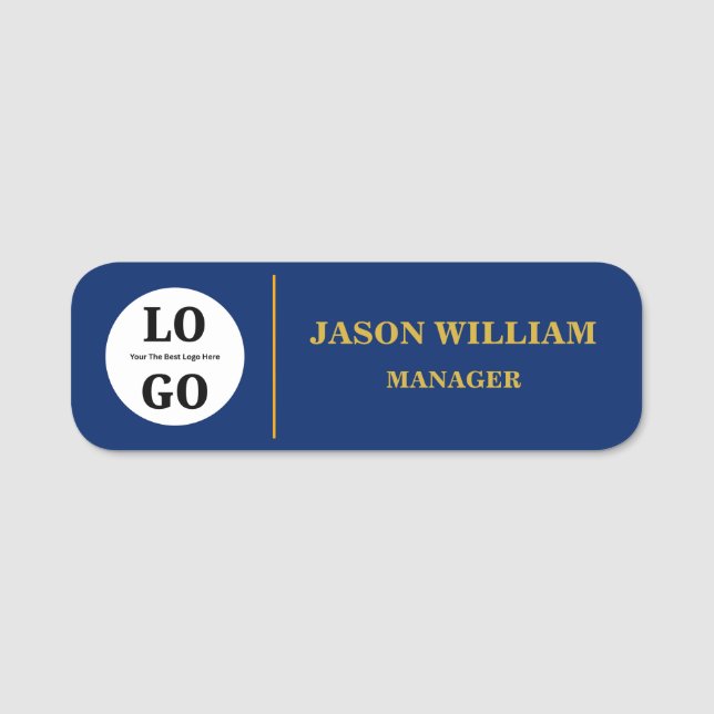 Custom Logo Employee Luxury Blue Namensschild (Vorderseite)