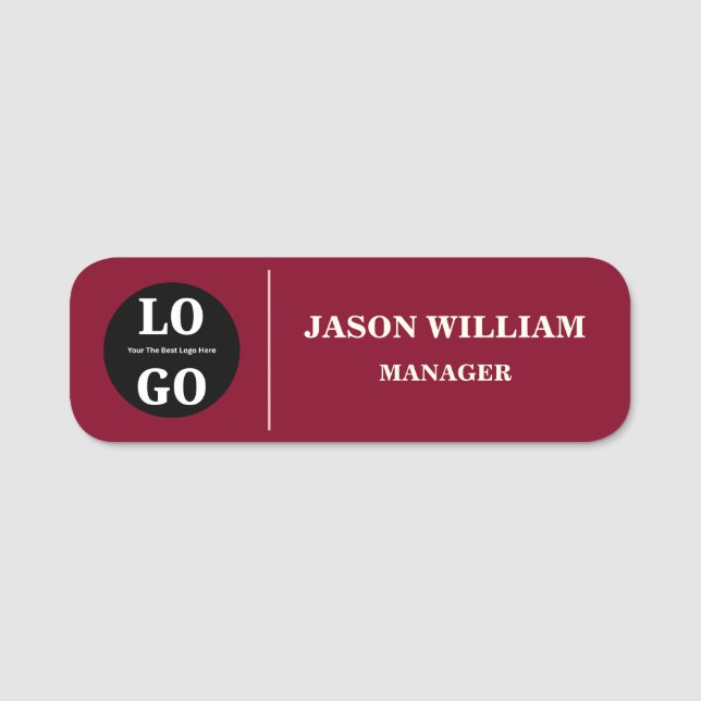 Custom Logo Employee Prestigious Maroon Namensschild (Vorderseite)