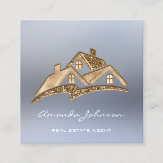 Custom Logo House Real Anwesen Agent Smoky Blau Quadratische Visitenkarte