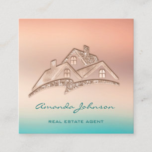 Custom Logo House Real Anwesen Agent Zuhause Aquam Quadratische Visitenkarte