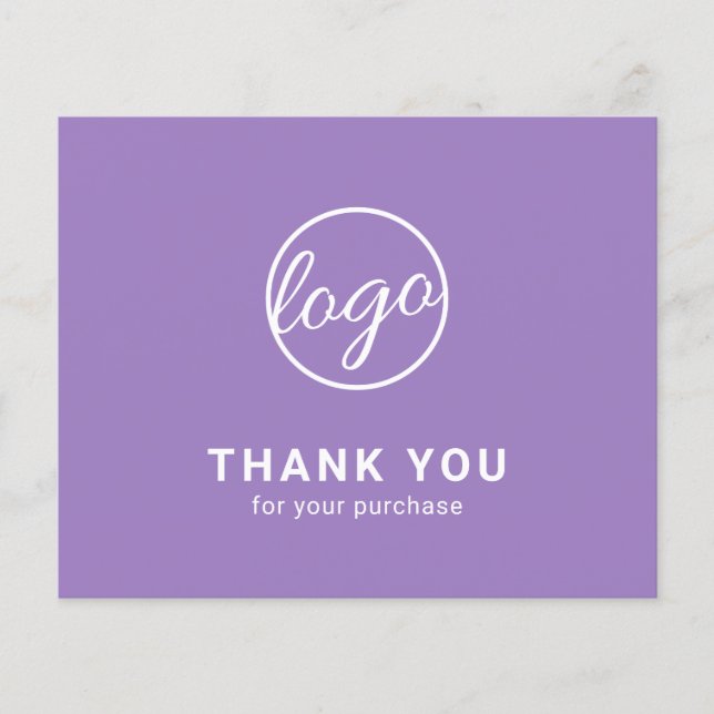 Custom Logo Lavender Budget Thank You Card (Vorderseite)
