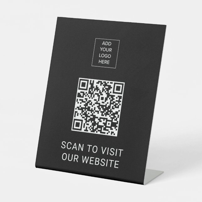 Custom Logo Minimalist QR Code Display Sockelschild (Vorderseite)