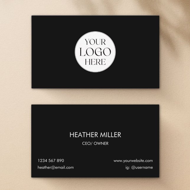 Custom Logo Modern Minimalist Black and White      Visitenkarte (Front and Back)