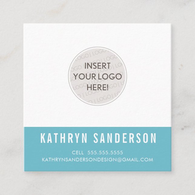 CUSTOM LOGO modern minimalistisch schick frisch tu Quadratische Visitenkarte (Vorderseite)