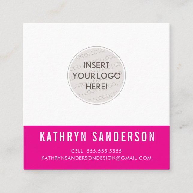 CUSTOM LOGO modern minimalistisch schick hellrosa  Quadratische Visitenkarte (Vorderseite)