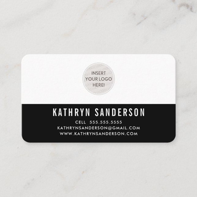 CUSTOM LOGO modern, schlicht, einfach, leicht schw Visitenkarte (Vorderseite)