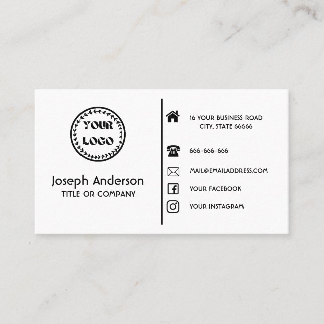 Custom Logo Moderne minimalistische soziale Medien Visitenkarte (Vorderseite)