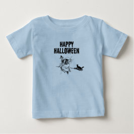 Custom Logo | Name, Flying Witch and a Black Cat Baby T-shirt