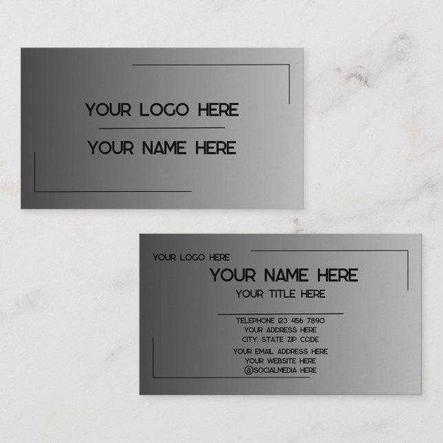 Custom Logo Name Minimalist Modern Professional Visitenkarte (Vorne/Hinten)