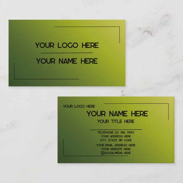 Custom Logo Name Minimalist Modern Professional Visitenkarte (Vorne/Hinten)