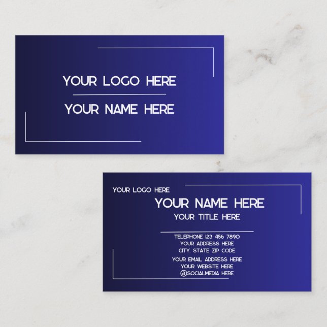 Custom Logo Name Minimalist Modern Professional Visitenkarte (Vorne/Hinten)