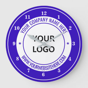 Custom Logo Name Website Color Personalized - Blue Große Wanduhr