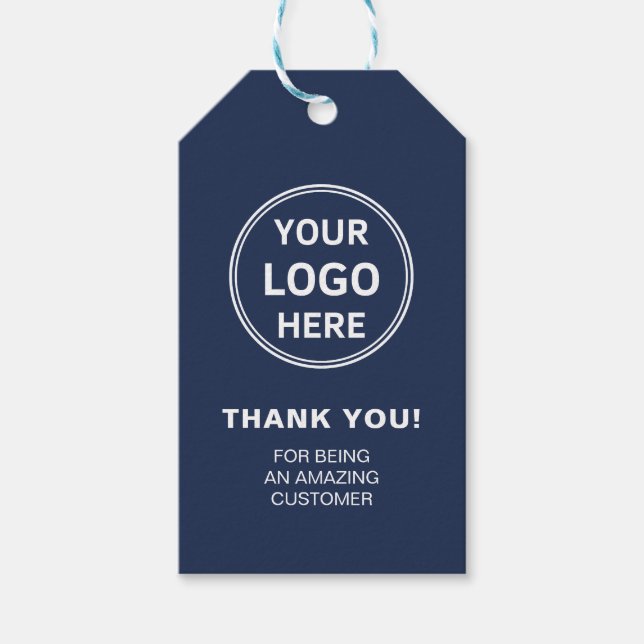 Custom Logo Navy Blue Vielen Dank Geschäft Geschenkanhänger (Vorderseite)