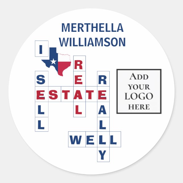 Custom LOGO Realtor TEXAS Real Anwesen Runder Aufkleber (Vorderseite)