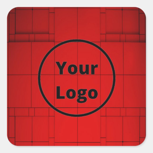 Custom logo red abstract architecture steps quadratischer aufkleber (Vorderseite)